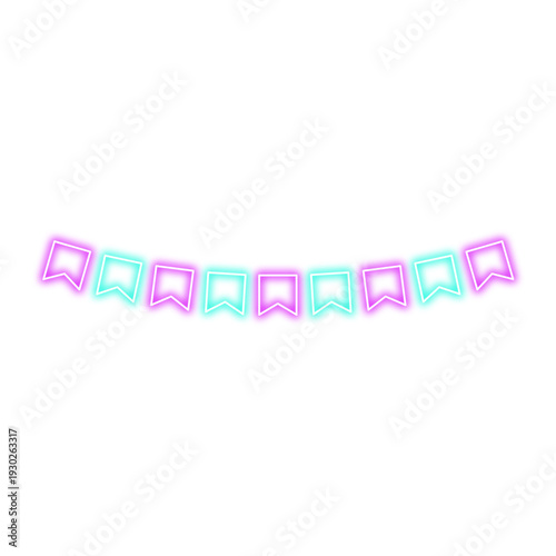 Glowing neon flag garlands. Vector illustration 