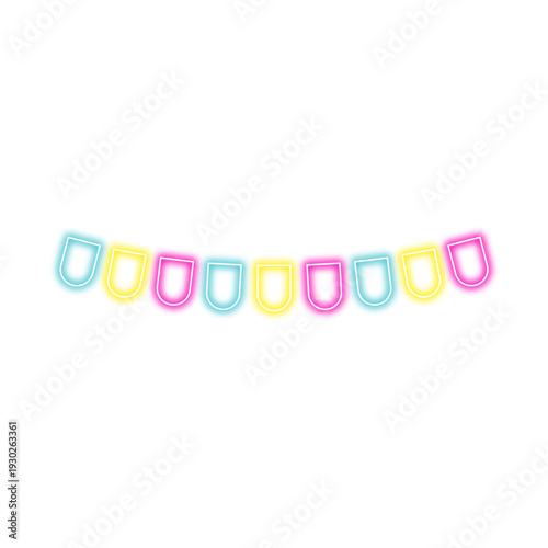 Glowing neon flag garlands. Vector illustration 