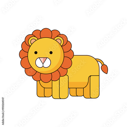 Cartoon Lion Figurine with Orange Mane.