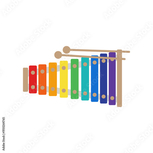 Colorful Xylophone Musical Instrument with Mallets.