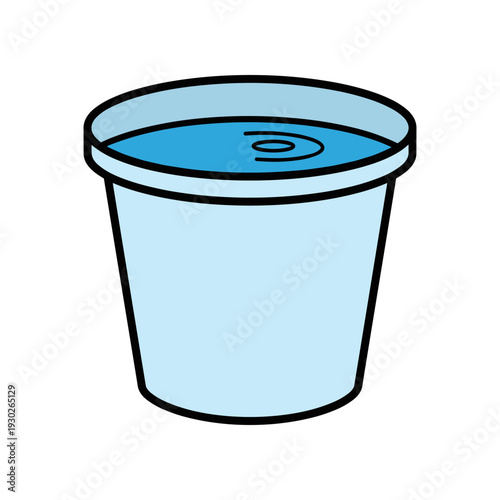 Blue Plastic Cup with Liquid Inside.