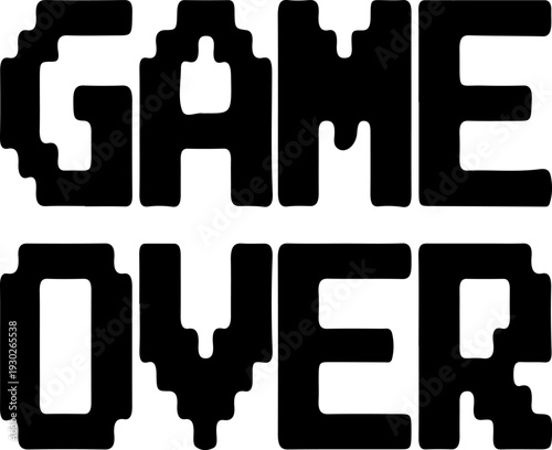 Black Pixelated Game Over Text Vector