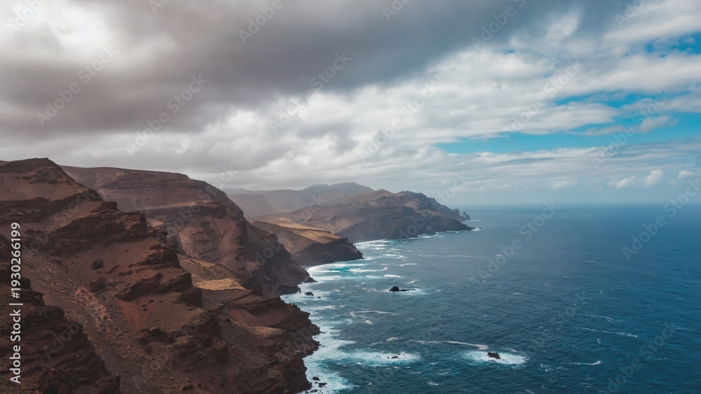 Obraz premium Wide coastal cliffs with open ocean