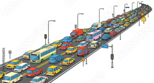 Busy Highway with Traffic Congestion.