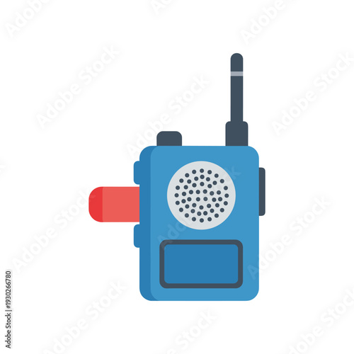 Blue Walkie Talkie with Antenna and Microphone.