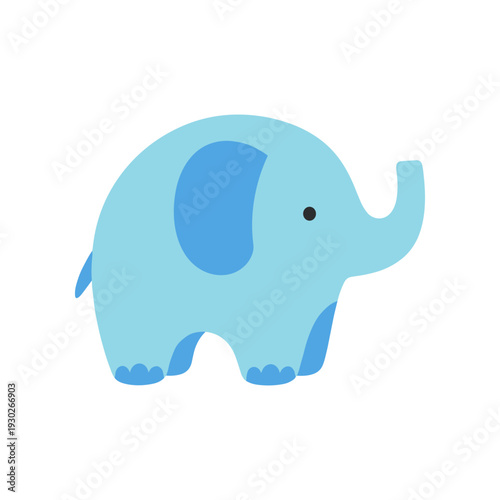 Blue Cartoon Elephant Illustration Character Design.