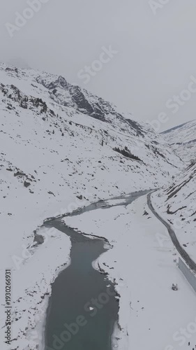 4K Drone Footage of Atal Tunnel | Aerial View of Himalayan Highway, Snow Mountains, and Engineering Marvel in India