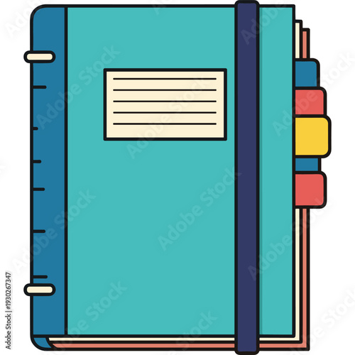 Colorful Notebook with Labels and Binder.