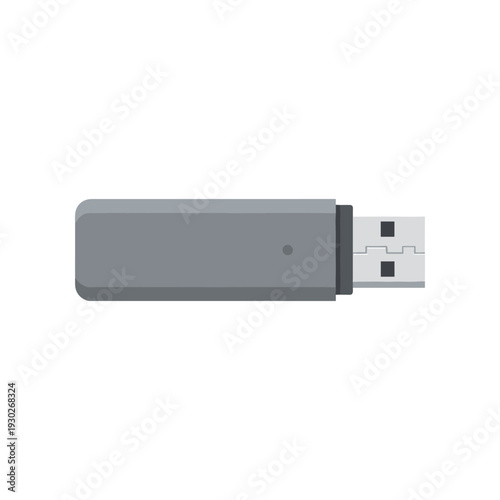 Gray USB Flash Drive Isolated.