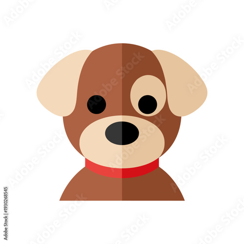 Cartoon Dog Head with Red Collar.