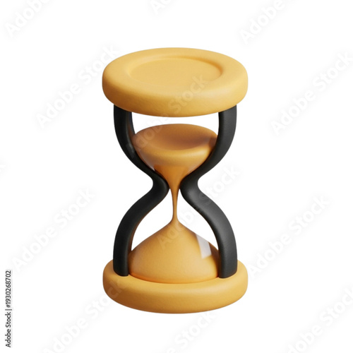3D Rendered Hourglass Symbolizing Time Passing, Countdown, and Urgency, Isolated on White Background