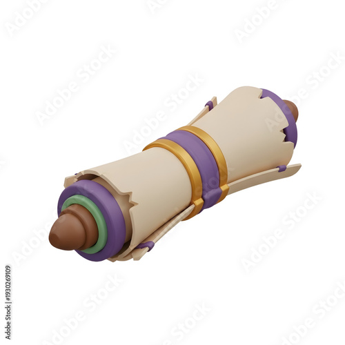A visually appealing 3D render of an ancient scroll, perfect for fantasy or historical themes