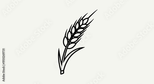 Hand-drawn wheat ear icon, simple black and white sketch on a light background.