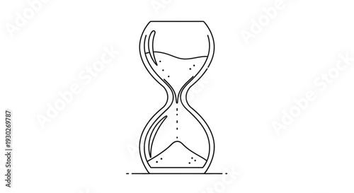 Hourglass Icon Outline, Time Passing Concept, Sand Timer Symbol, Isolated Vector Illustration