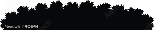 Bush and shrub silhouette border element, decorative garden hedge isolated on white background vector illustration for landscape design