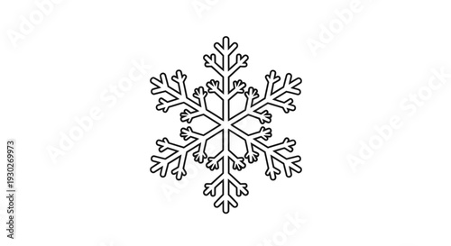 Intricate Snowflake Icon, Winter Season, Cold Weather, Christmas and New Year Symbol