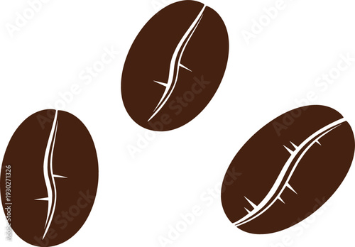 Realistic Coffee Bean Icon Set with Detailed Roasted Beans Illustration for Cafe Branding, Organic Beverage Design, and Food Packaging