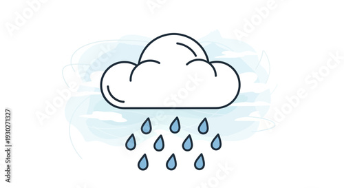 Cloud Raining Drops, Weather Icon, Simple Vector Illustration