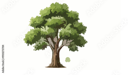 Realistic Green Tree Illustration with Eco Friendly Environmental Concept Isolated on White Background