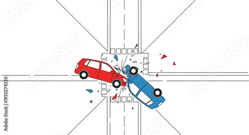 Car Accident Collision Crash Scene.