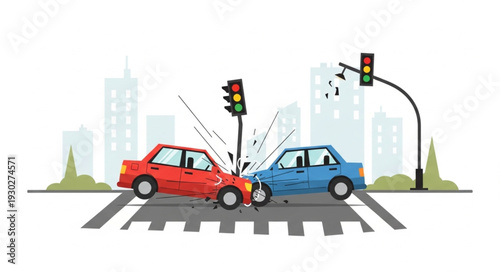 Car Accident at City Intersection.