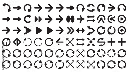 Collection of various arrow shapes and symbols for graphic design, navigation, and user interface elements