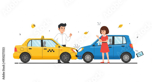 Car Accident Between Taxi and Vehicle.