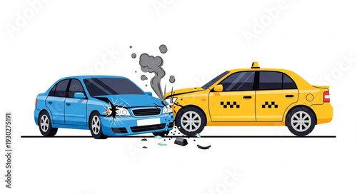 Car Accident Between Taxi and Vehicle.