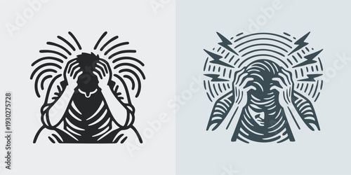 Intense Headache Migraine Stress Mental Pressure Icon