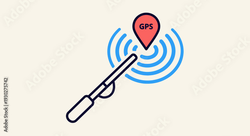 GPS Tracking Location Pin and Signal Waves