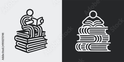 Lifelong learning concept person reading on books