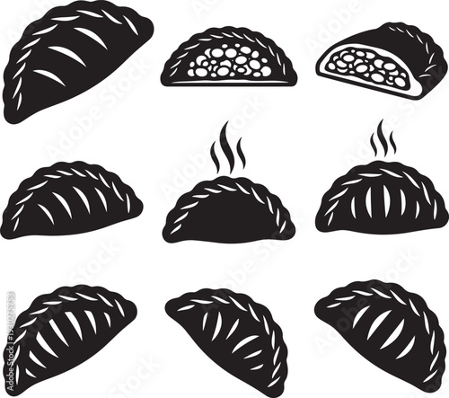 Hand-Drawn Dumpling Set with Steam Vector Illustration Minimalist Style