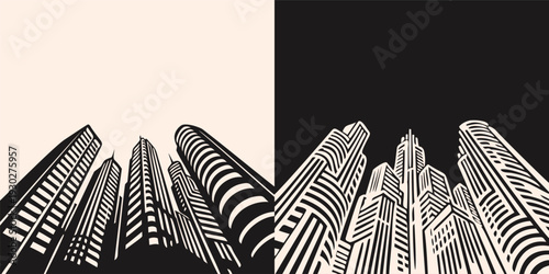 Upward View Modern City Skyscrapers Urban Architecture Design