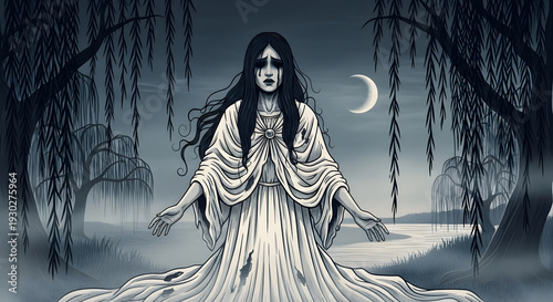 Wallpaper Mural Eerie figure from folklore wandering in the mist Torontodigital.ca