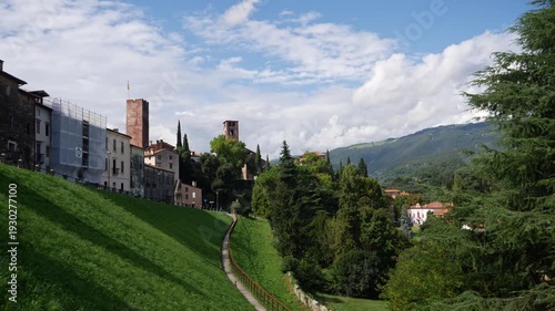Bassano del Grappa Cityscape with Park in northern Italy