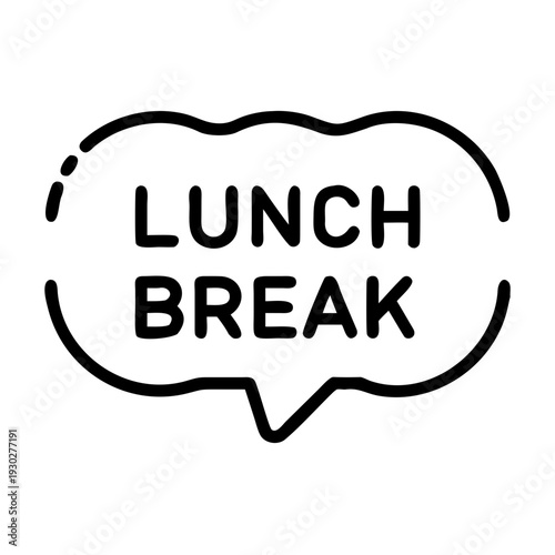 Lunch break speech bubble icon in modern simple style