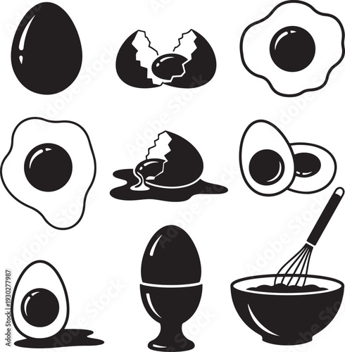 Black and White Egg Illustrations with Various States