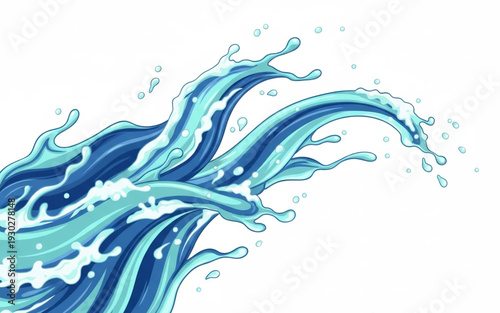 Dynamic Splash of Water Waves in Motion from a Side Viewpoint