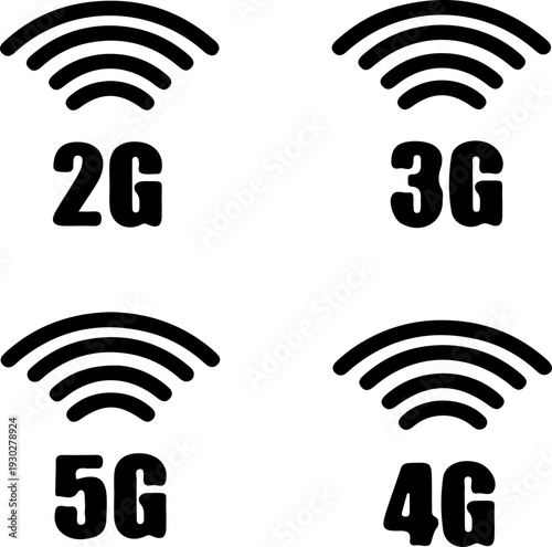 Set of 4 mobile network signal icons vector