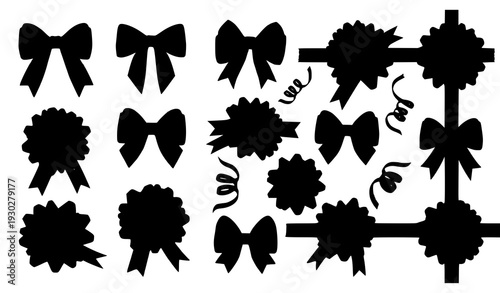 Festive colorful gift bows and ribbon vector collection