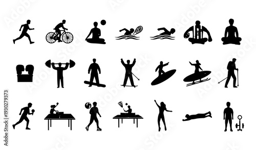 Comprehensive sports and active lifestyle vector icon set