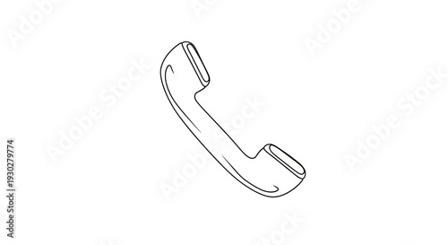 Vintage Telephone Handset Icon, Retro Communication Symbol, Old Phone Receiver Line Art