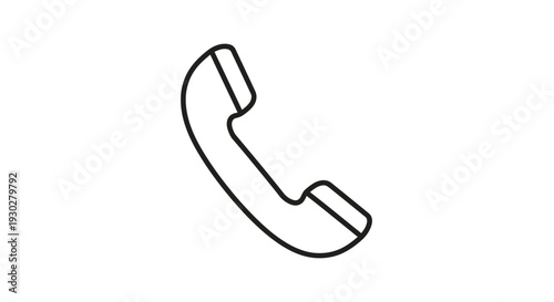 Vintage Telephone Handset Icon, Retro Communication Symbol, Outline Vector Art