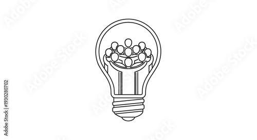 Teamwork idea light bulb with people inside, concept for collaboration and innovation