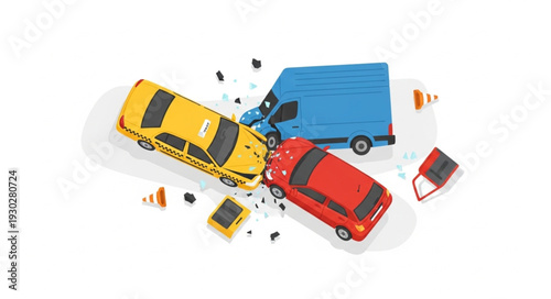 Car Accident Collision Damaged Vehicles.