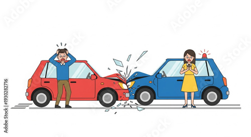 Car Accident with Two Vehicles Damaged.