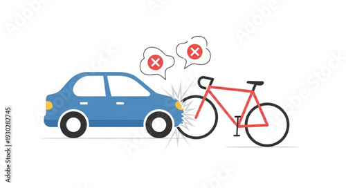 Car and Bicycle Accident Collision.