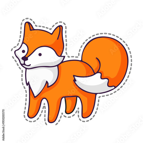 Cute Fox Sticker Illustration