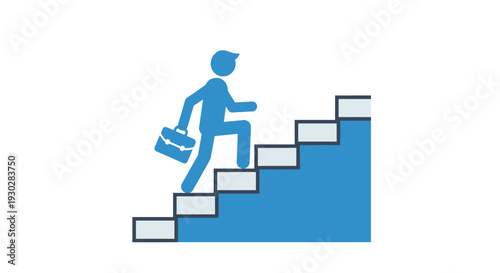 Businessman climbing up the career ladder.