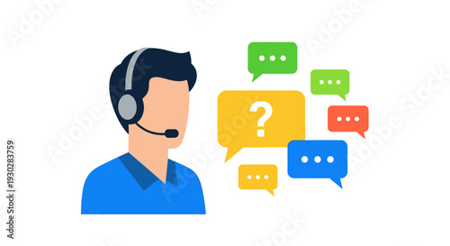 Customer service representative with headset.